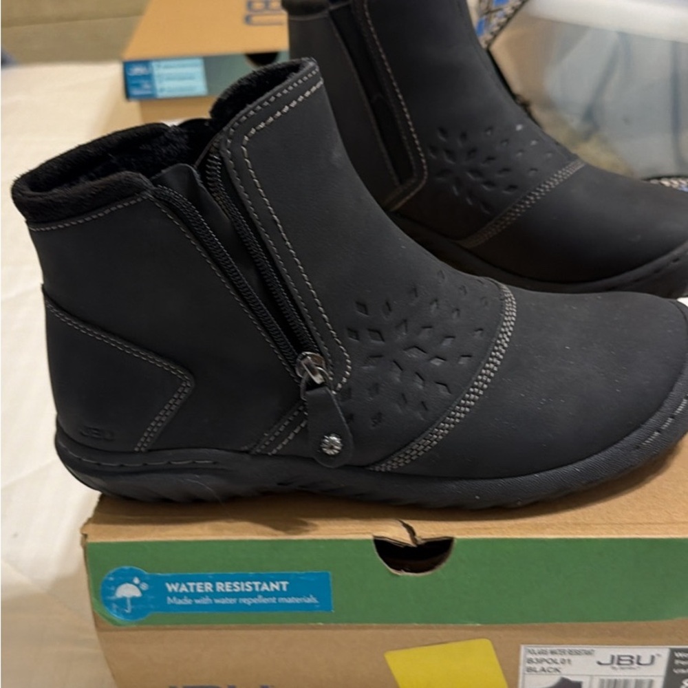 JBU Black Perforated Side-Zip Ankle Booties